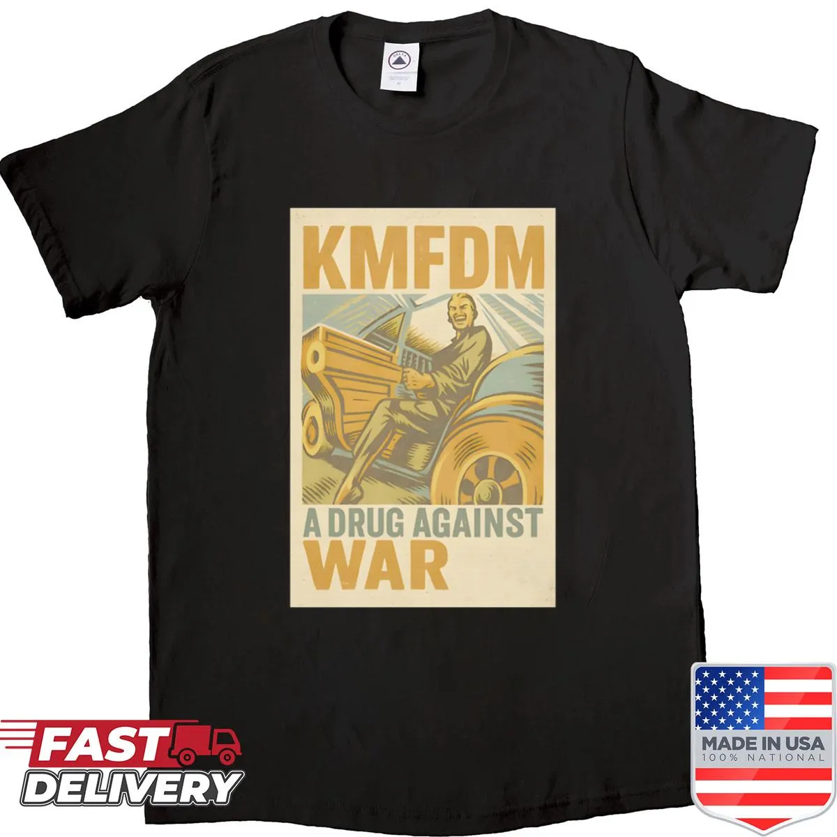 Vintage car driver illustration shirt inspired by retro propaganda