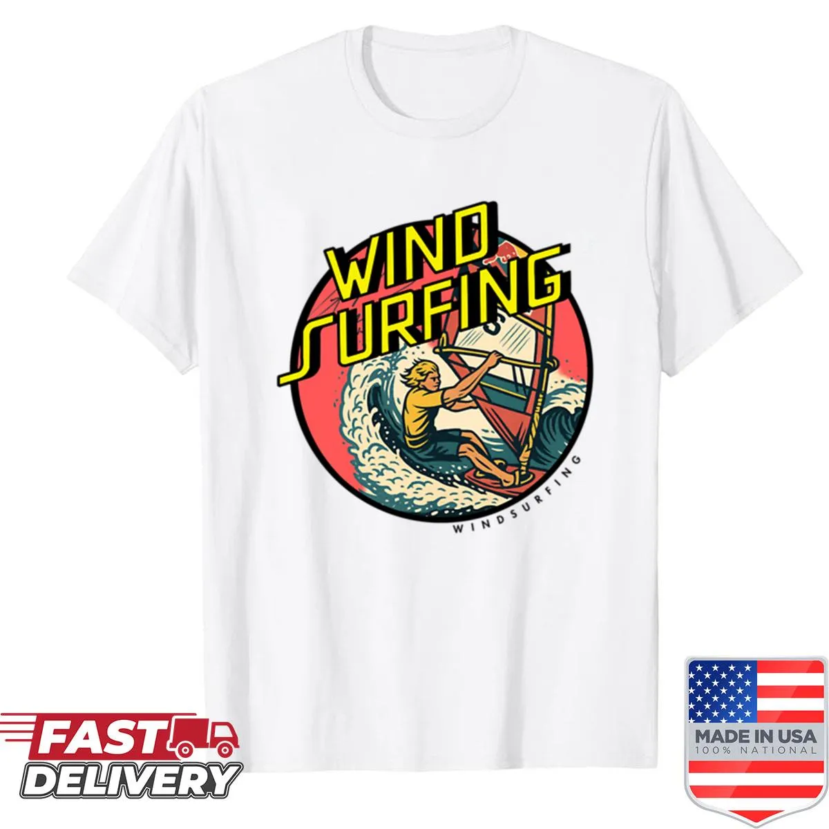Vintage shirt featuring Robby Naish and vinyl record graphics