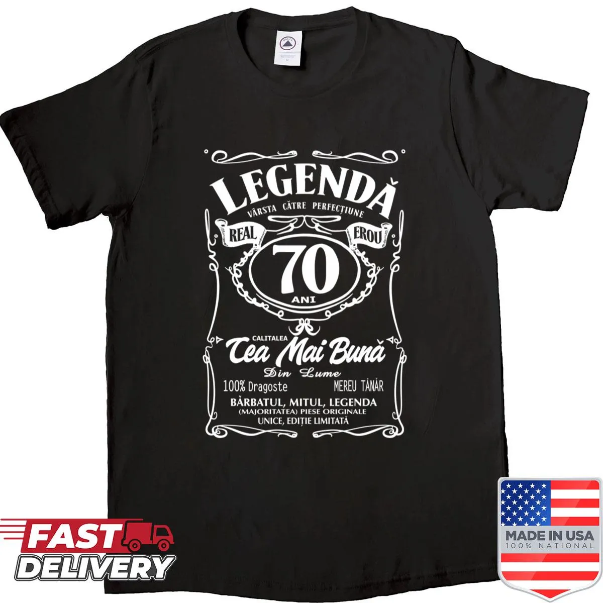 Funny birthday shirt celebrating Romania's culture for 70th anniversary.