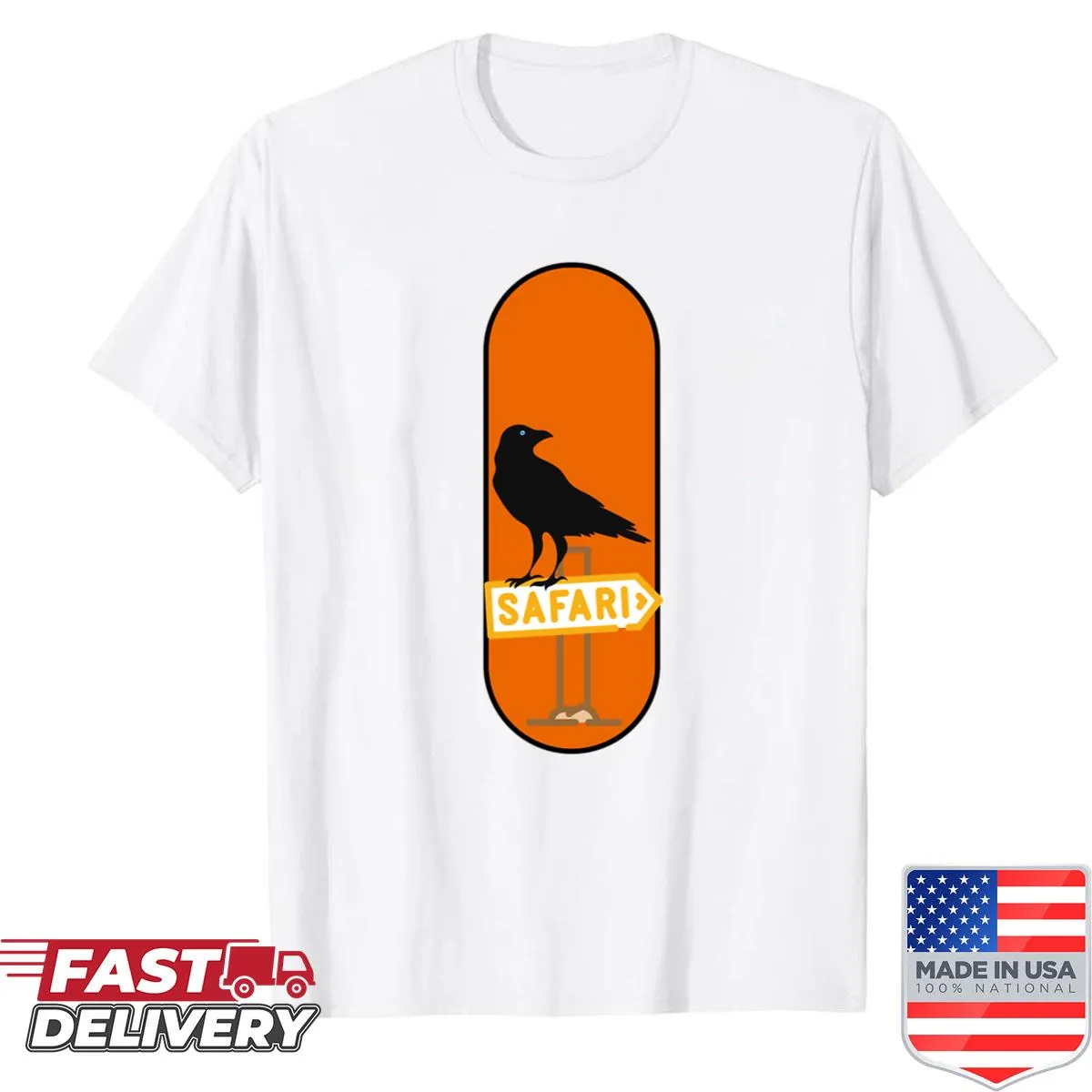 Bold minimalist crow illustration t-shirt for nature lovers