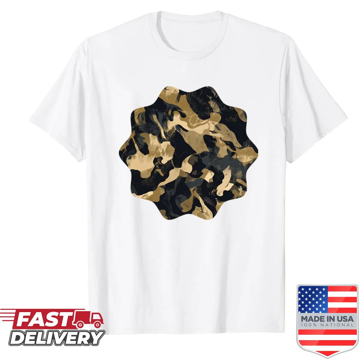 Desert camouflage shirt with military theme