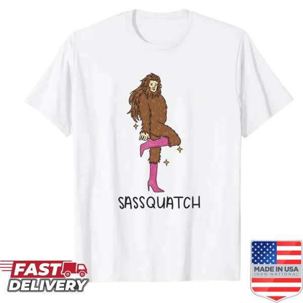Playful Sasquatch graphic t-shirt for quirky humor