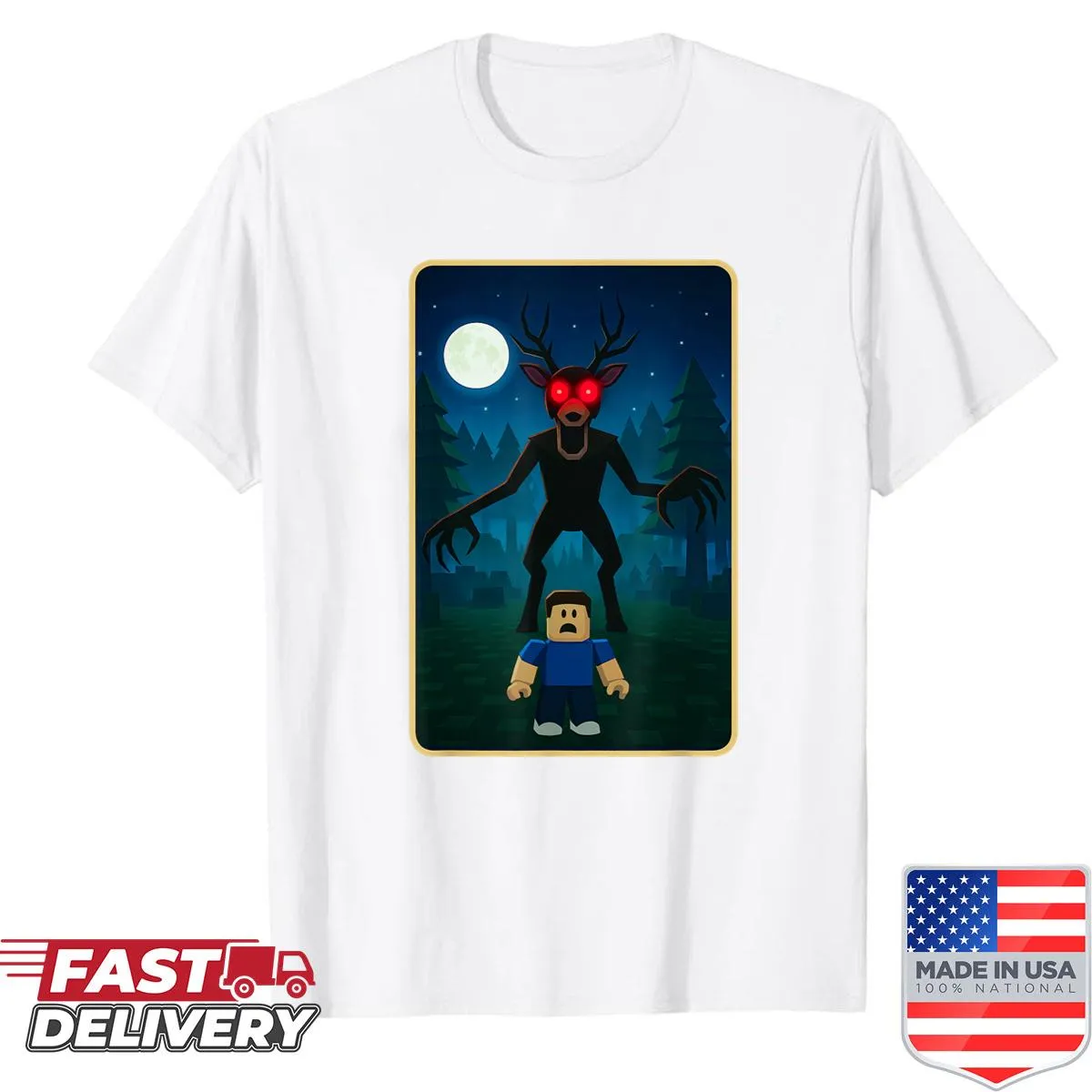 Cartoon Halloween deer shirt with gaming theme for kids