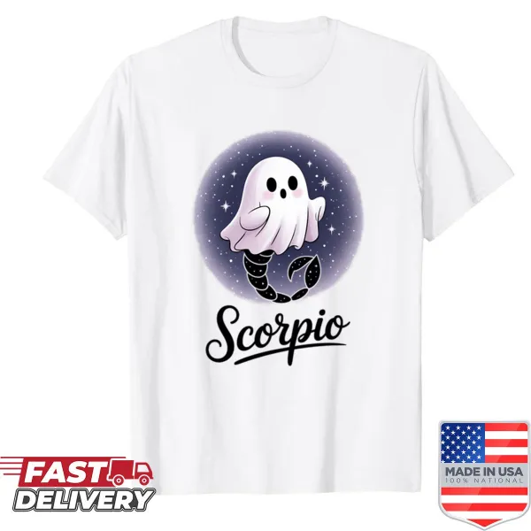 Ghostly Scorpio zodiac sign illustration on shirt