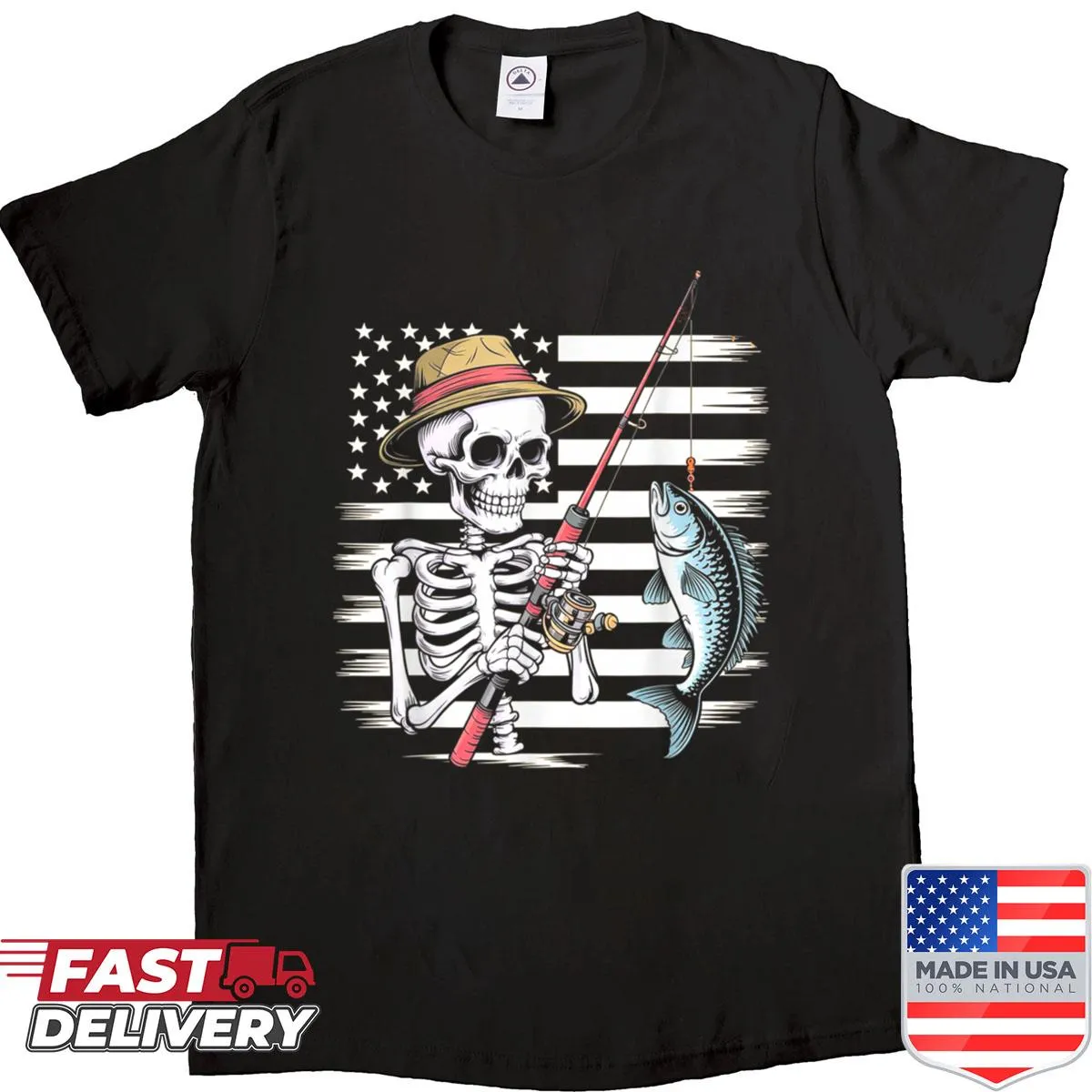 Funny skeleton fisherman shirt for Halloween