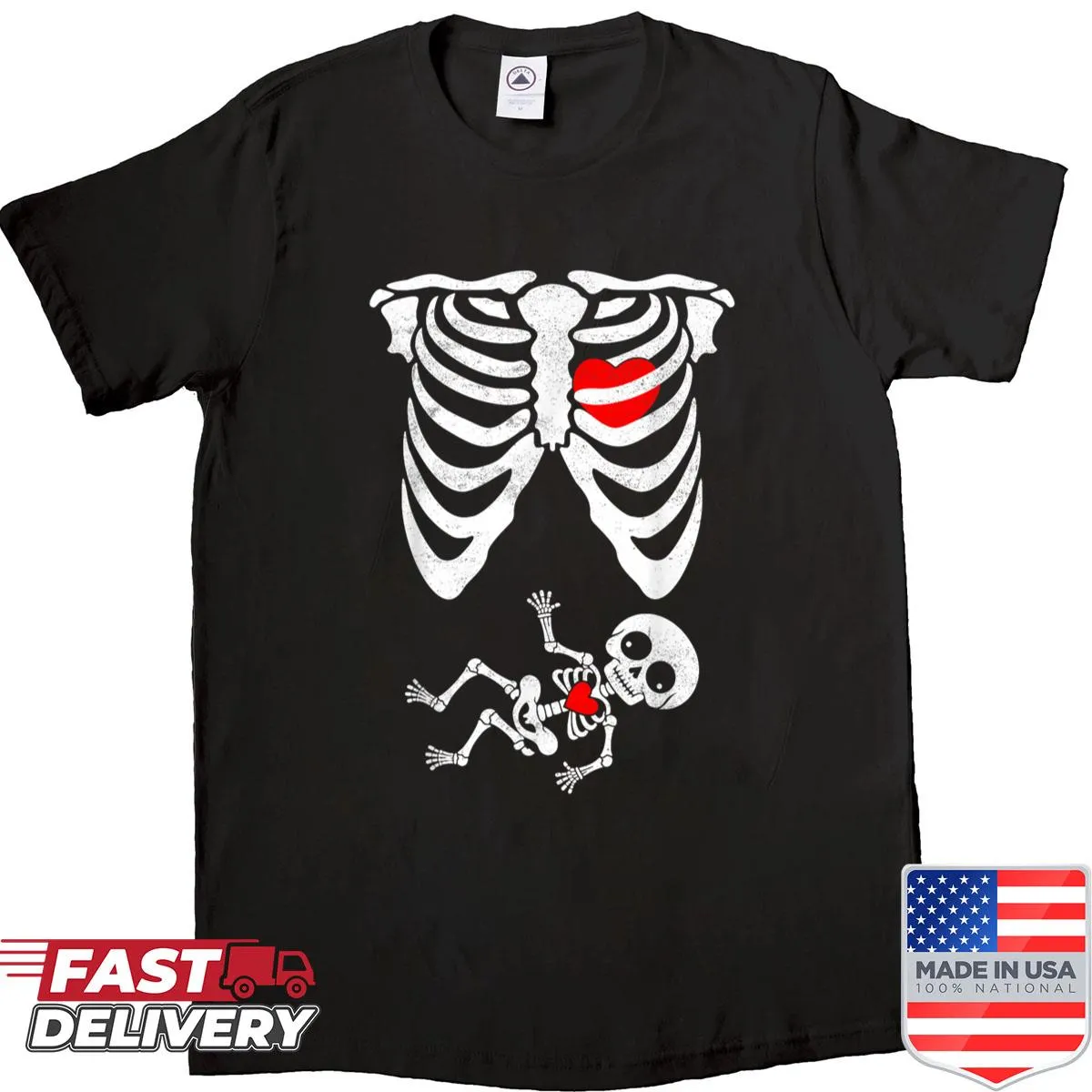 Cute skeleton design for a pregnancy announcement Halloween shirt