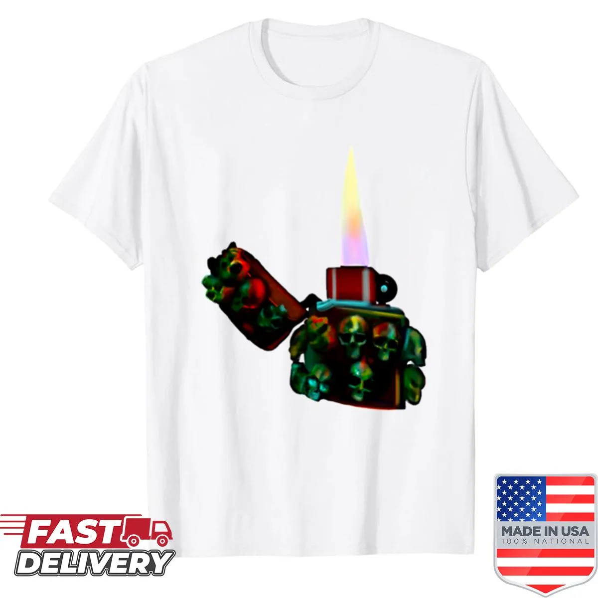 Skull graphic T-shirt with a lighter illustration