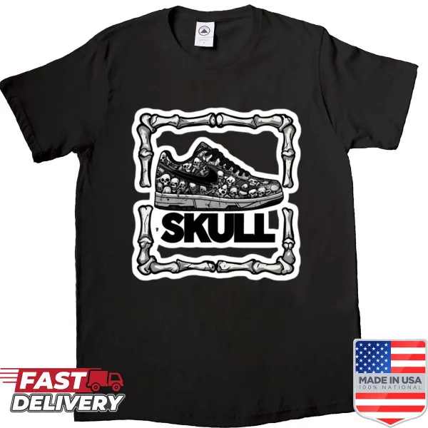 Halloween shirt featuring an edgy skull sneaker illustration