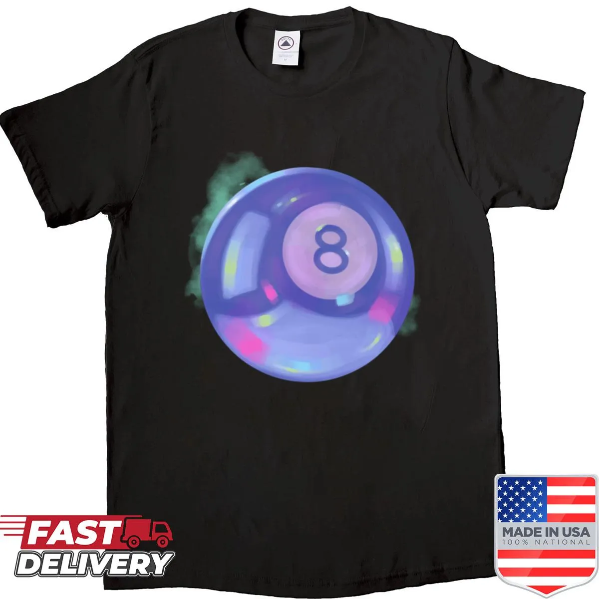 Shirt featuring a classic 8-ball billiard design.