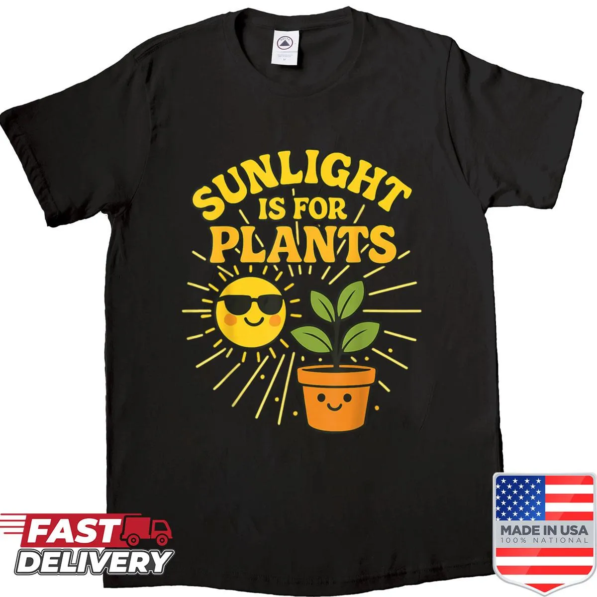 Funny gardening shirt with sunlight design for botanists