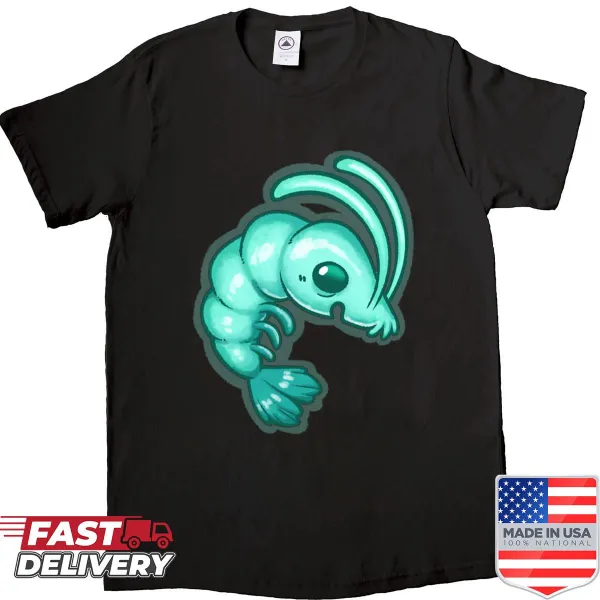 Edgy radioactive shrimp design on a t-shirt