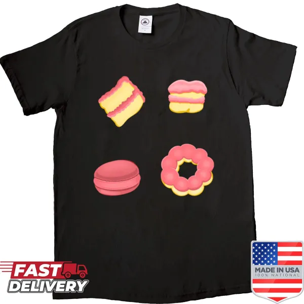 Cute art shirt with playful sweet-themed illustrations