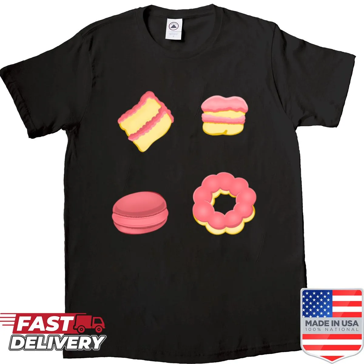 Cute art shirt with playful sweet-themed illustrations