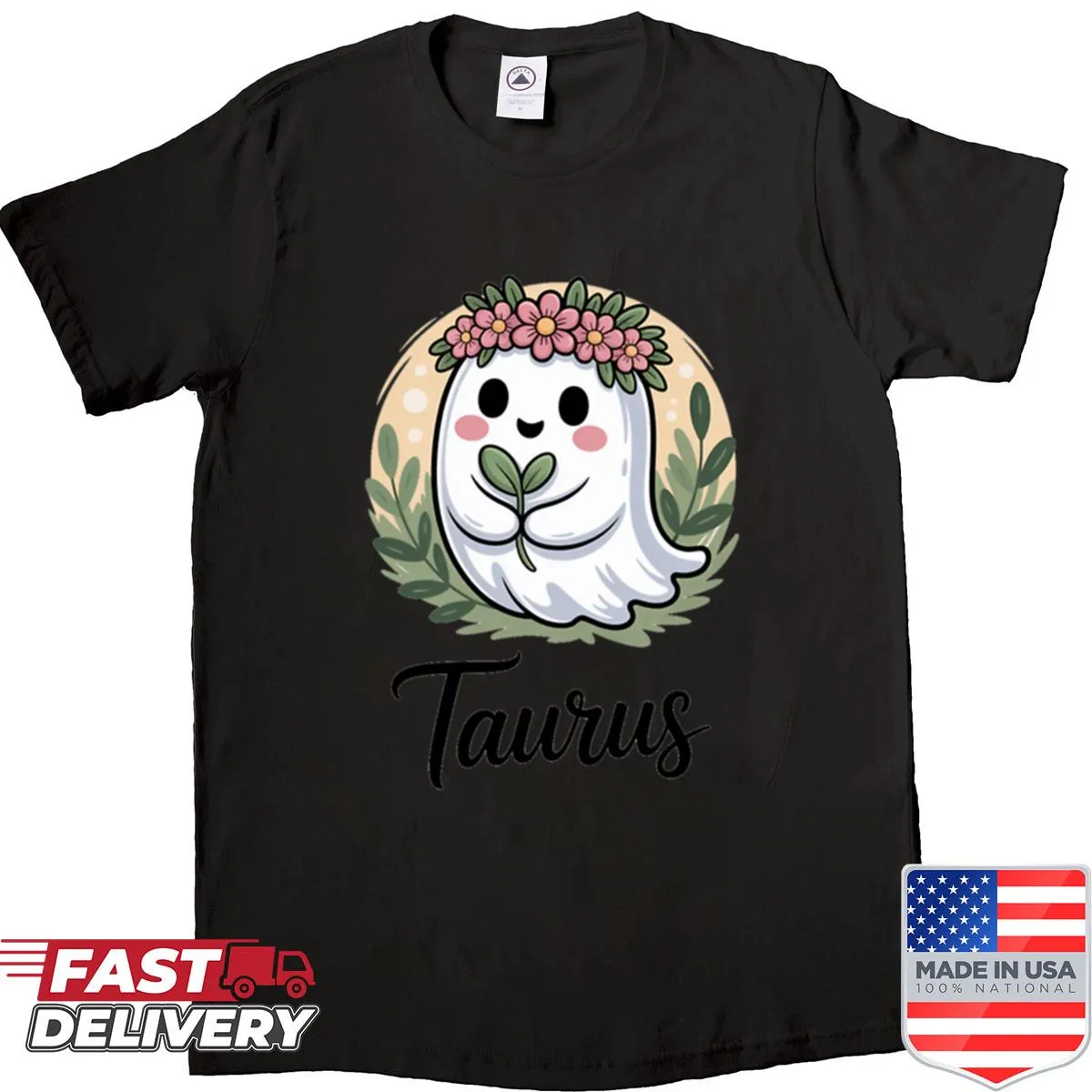 Playful Taurus zodiac sign shirt with a ghostly design