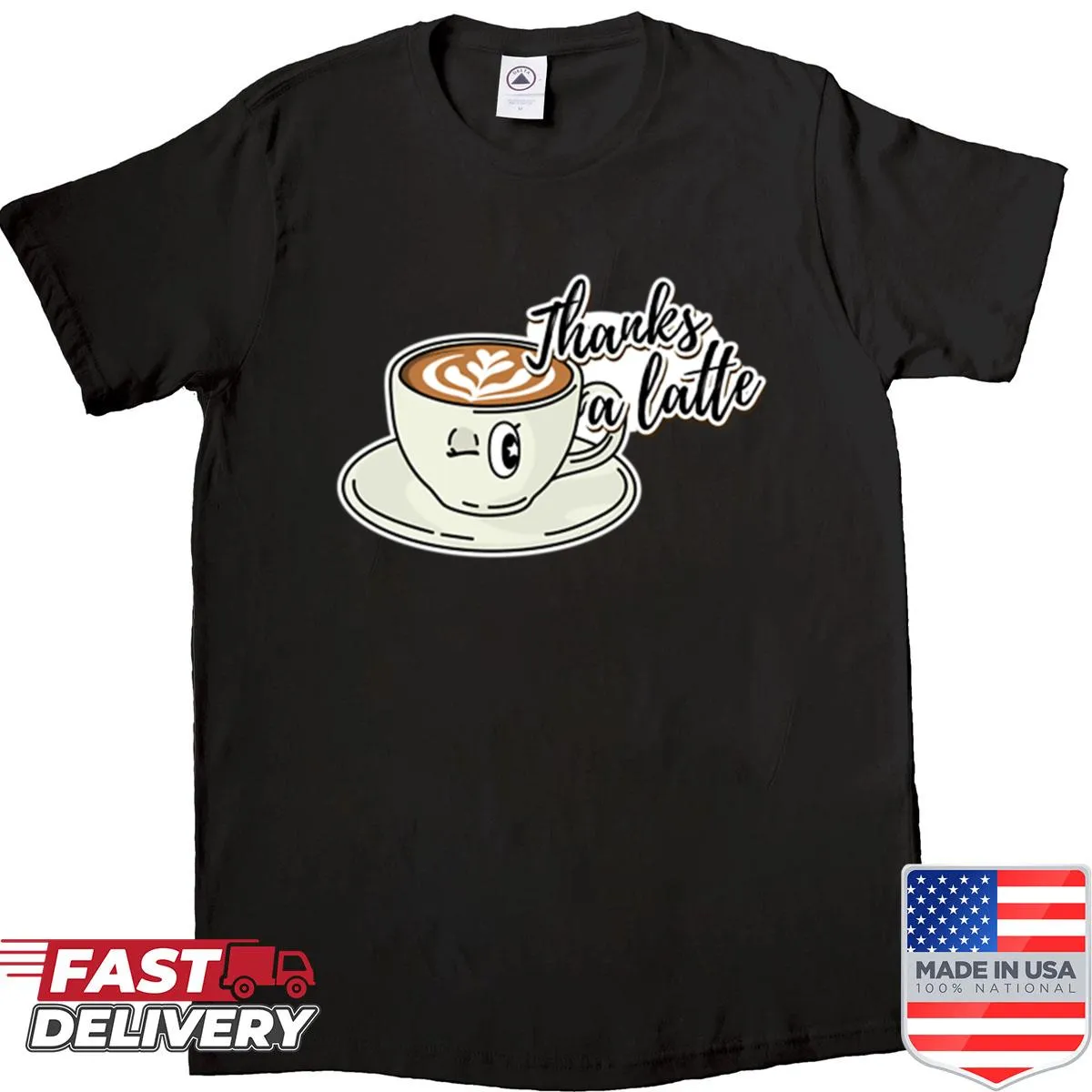 Cute coffee pun T-shirt with latte art design