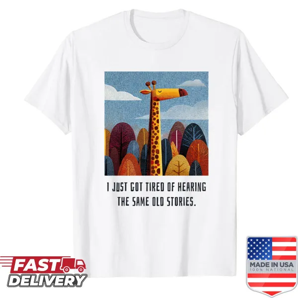 Illustrated giraffe shirt featuring a whimsical design
