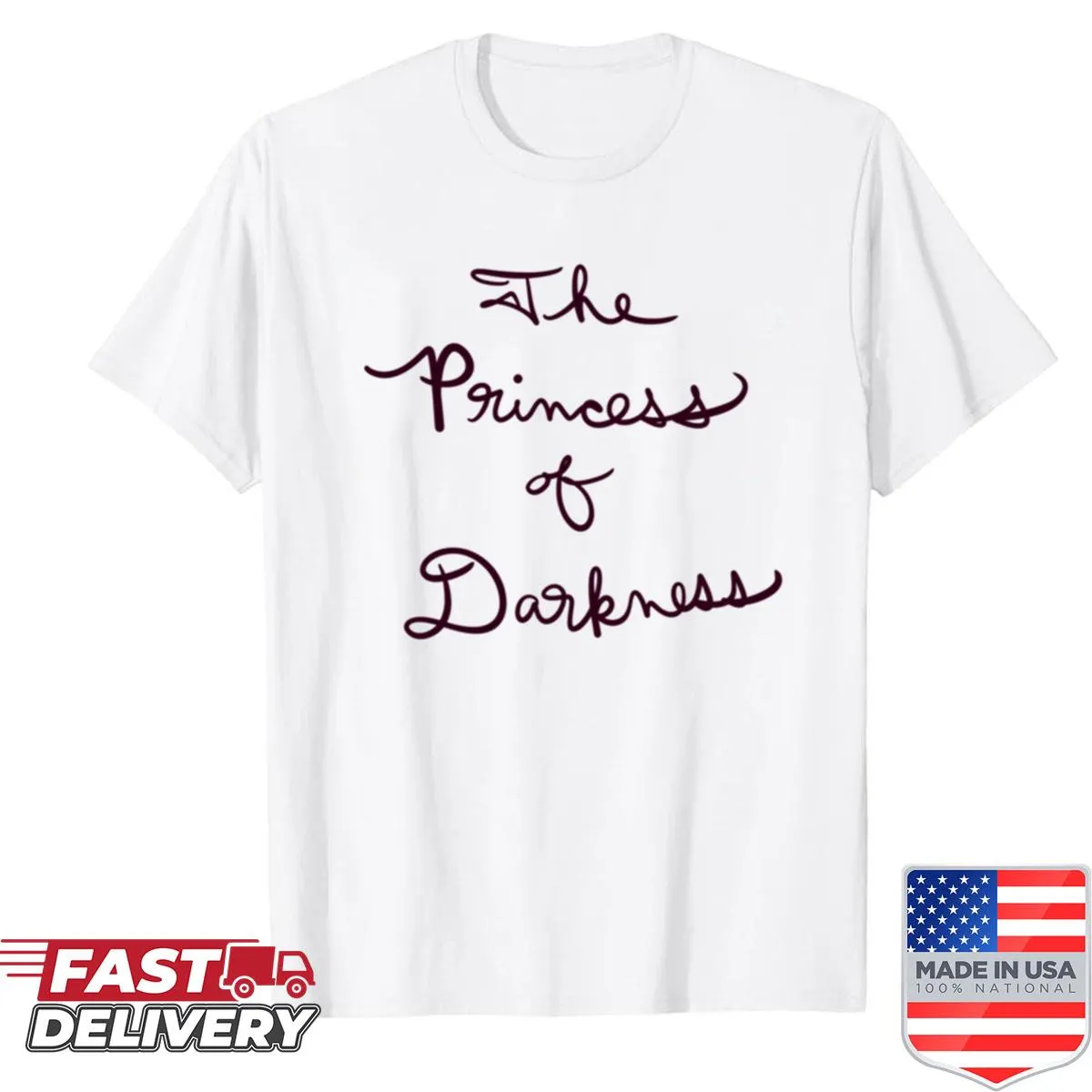 Whimsical Princess of Darkness design on a shirt