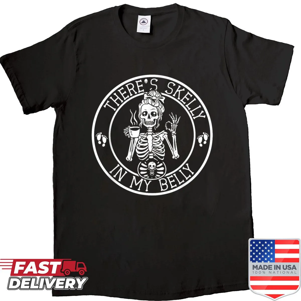 Funny Halloween shirt for pregnant moms with skeleton graphic
