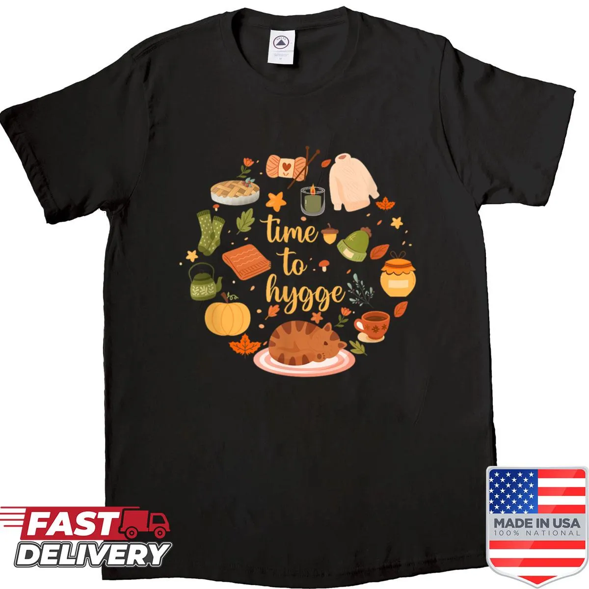 Watercolor pumpkin spice autumn design t-shirt with cozy vibes