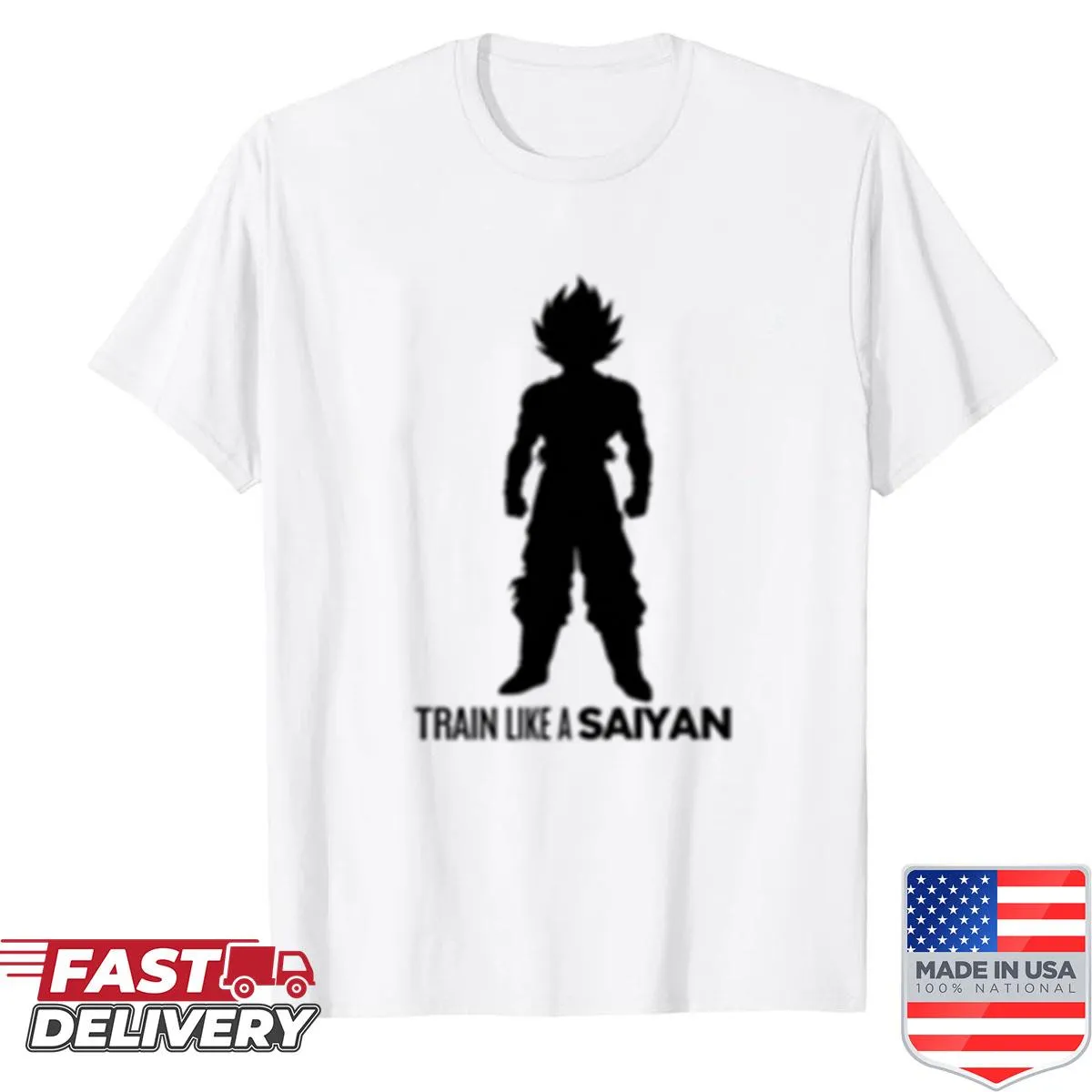 Half-body silhouette of a Saiyan character in a fitness pose