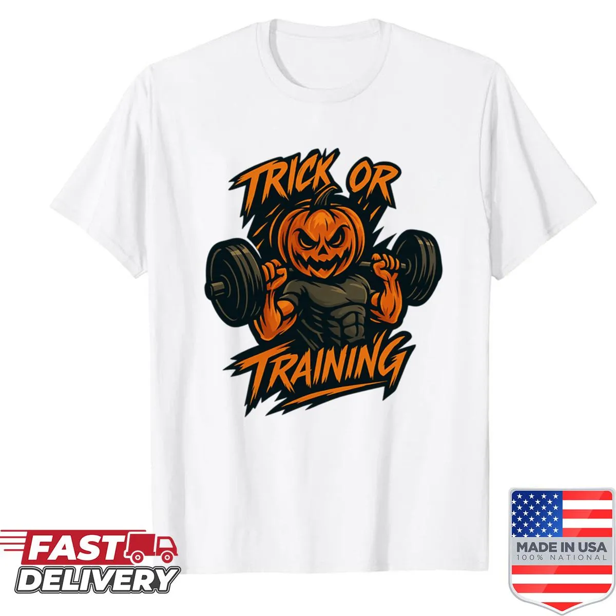Humorous Halloween shirt mixing trick or treat with training theme