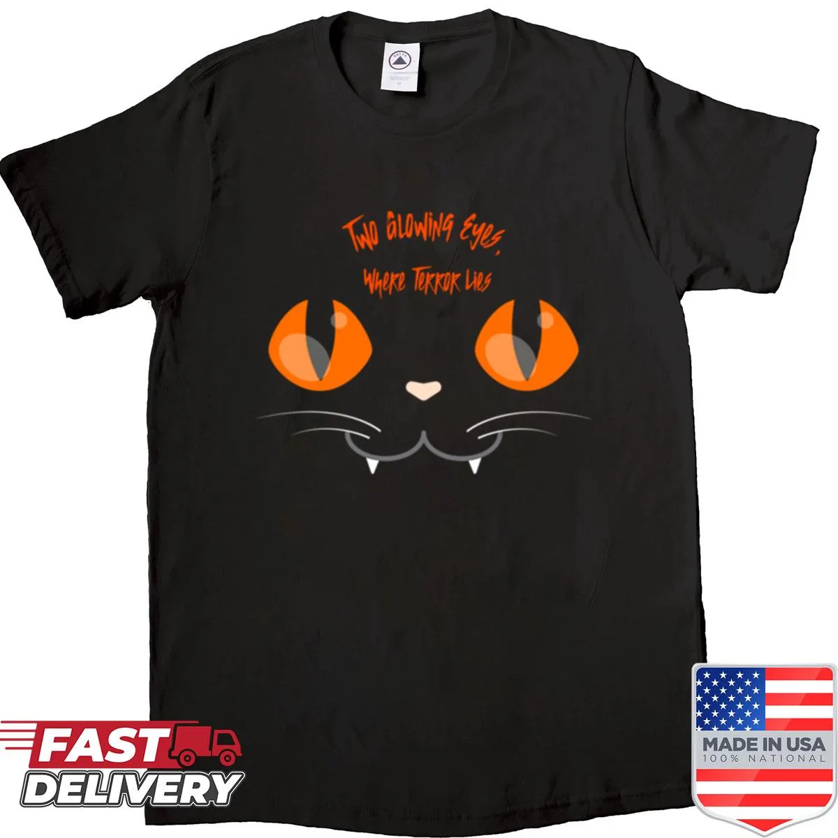 Cartoon Halloween shirt with glowing eyes design