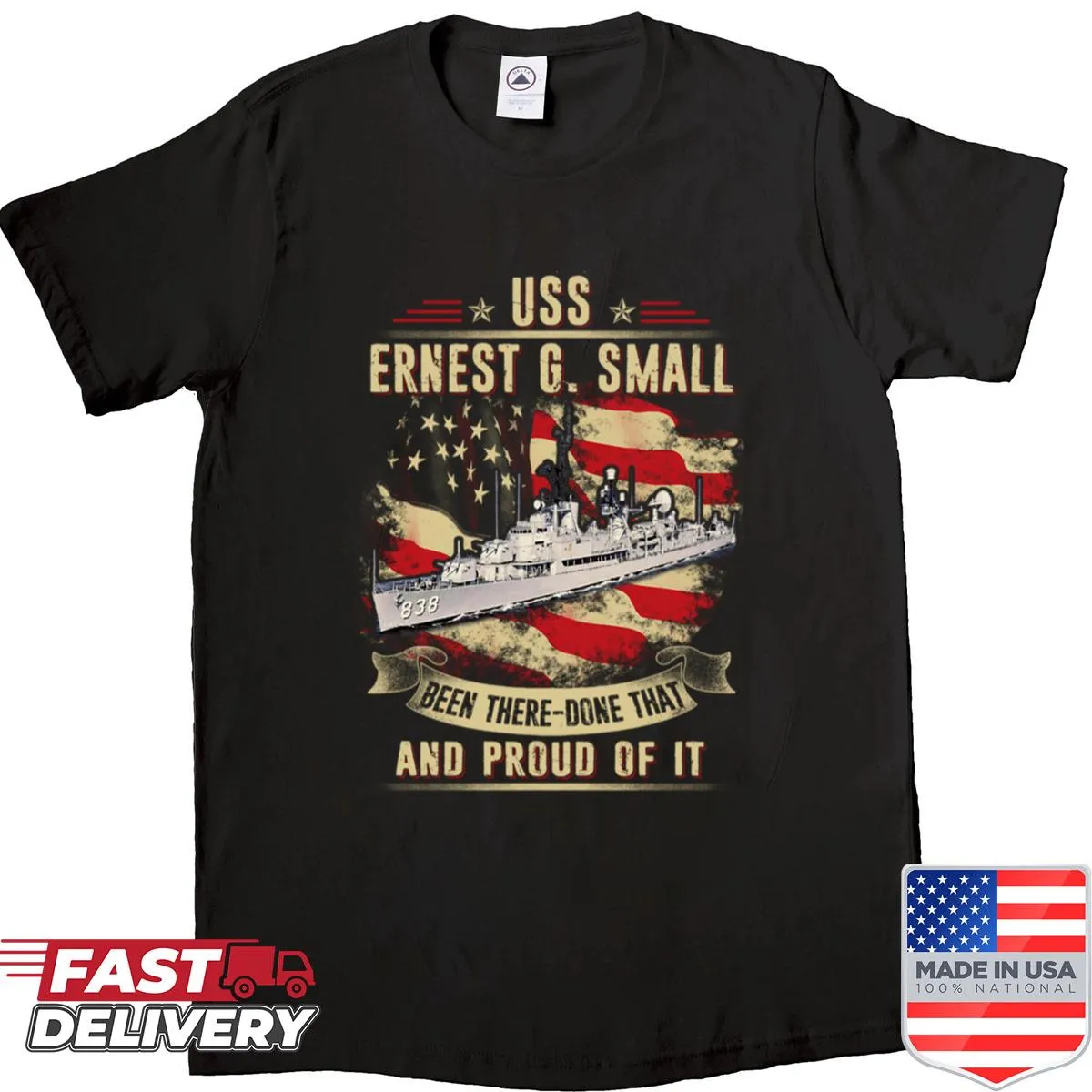 USS Ernest G Small Navy Veteran t-shirt for military service