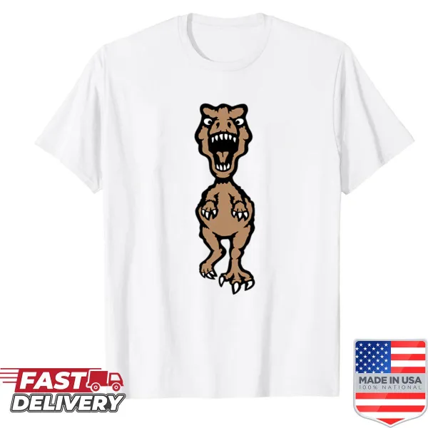 Dinosaur shirt featuring a velociraptor attacking a T-rex