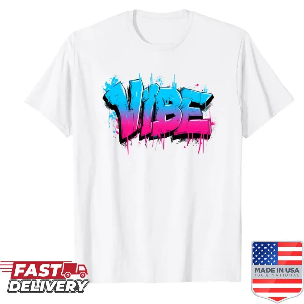 Neon graffiti bubble lettering streetwear shirt in cyan pink