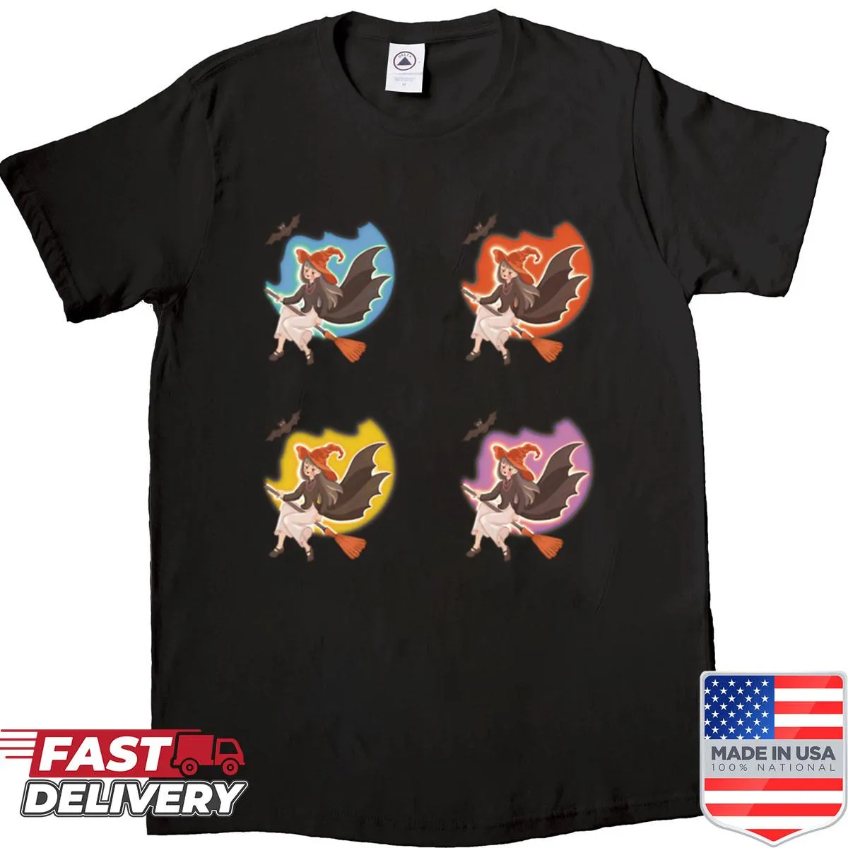 Halloween shirt featuring Vietnamese Ao Dai with witch theme