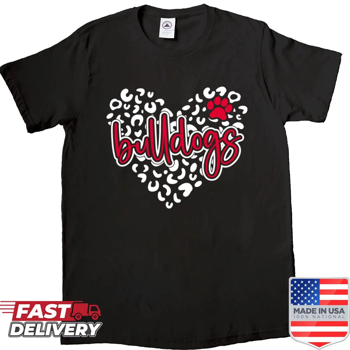 Vintage Bulldogs sports design on a school shirt