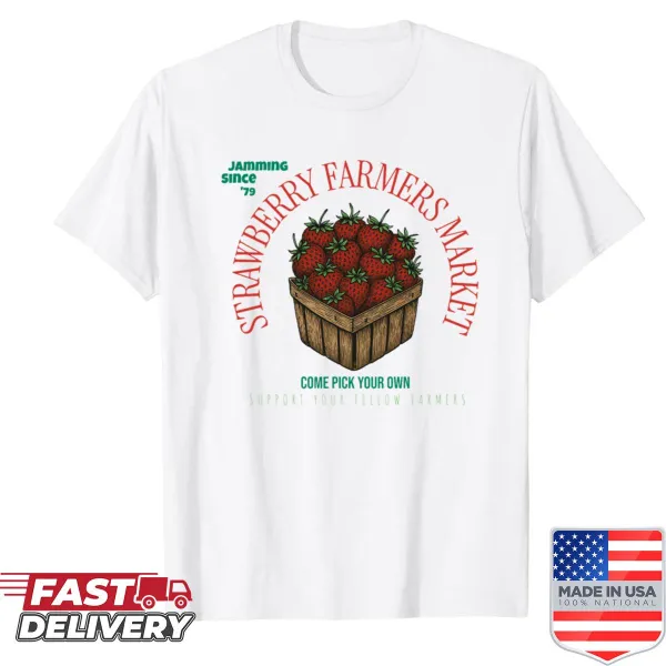 Hand-drawn vintage crate with strawberries graphic
