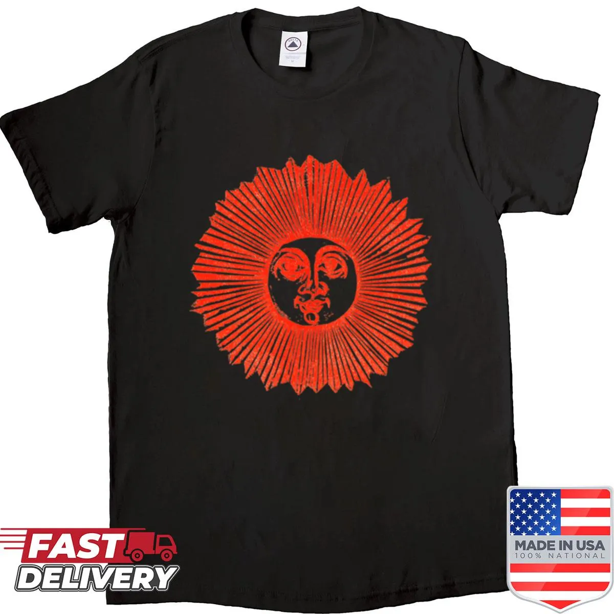 Nostalgic vintage sun graphic on a shirt