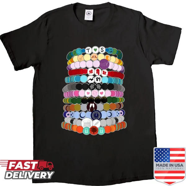 Illustration of a friendship bracelet with the name 'Taylor' on a shirt