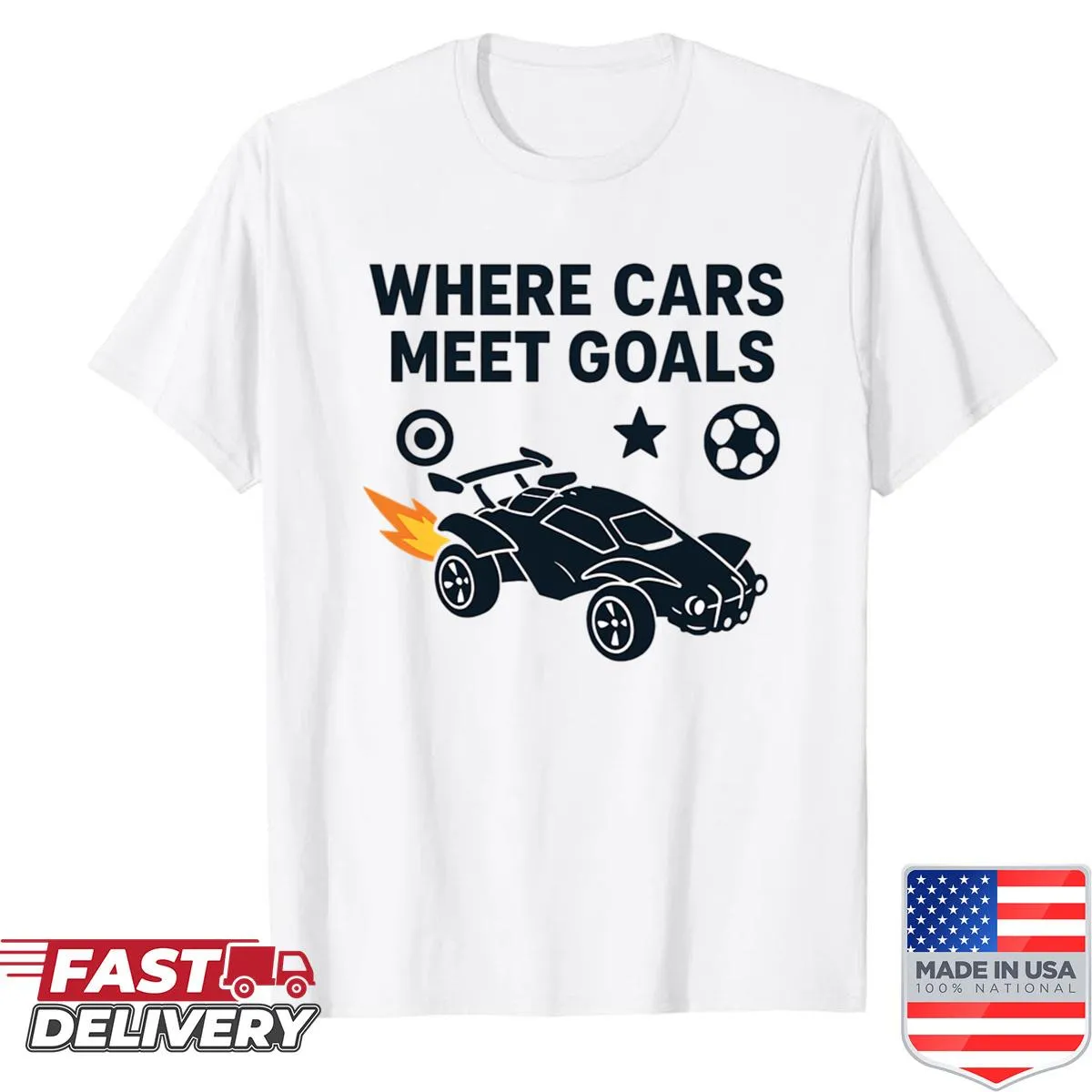 Rocket car illustration with soccer inspiration for gamers