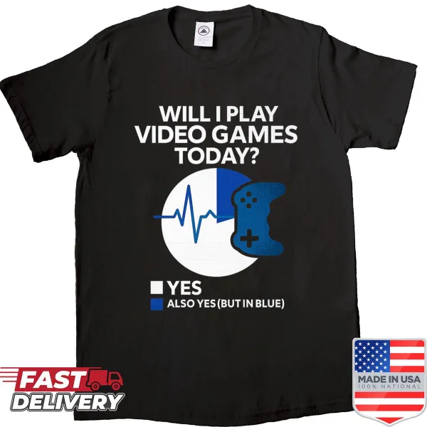 Funny gamer shirt with heartbeat line and gaming graphics
