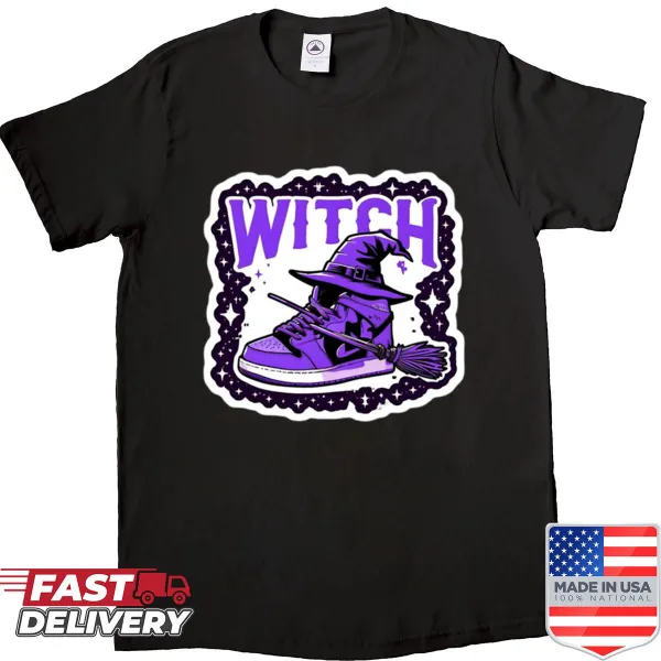 Whimsical Halloween shirt featuring a sneaker with magical elements