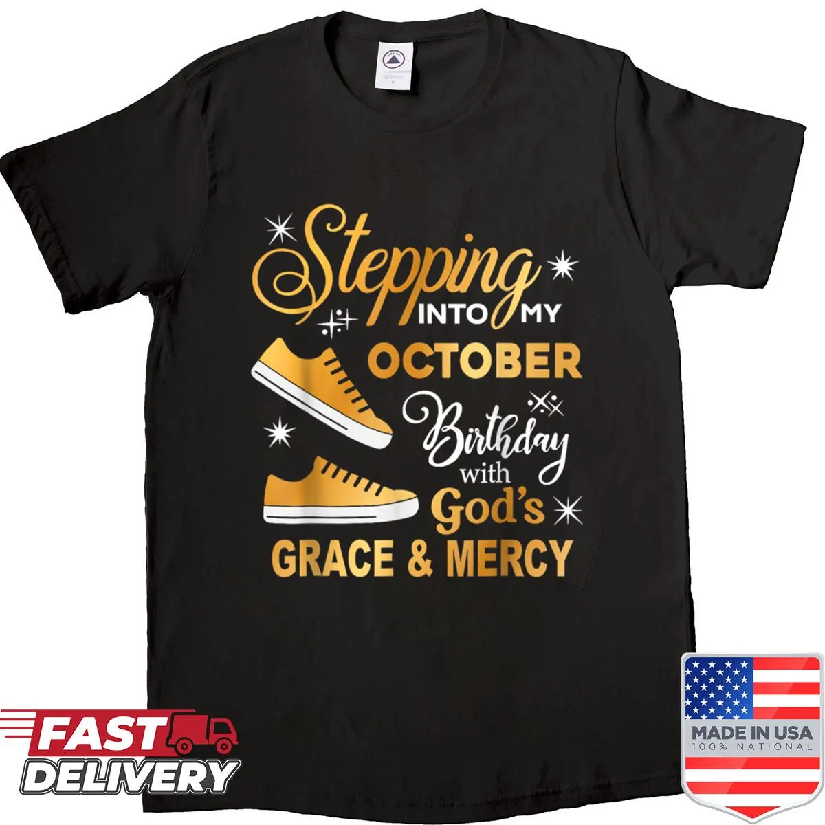 Inspirational birthday shirt with text about grace and mercy