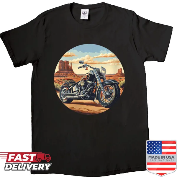 Motorcycle graphic in desert setting for women bikers