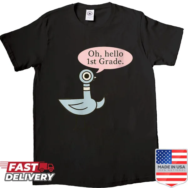 Cartoon pigeon greeting design for 1st grade teachers.