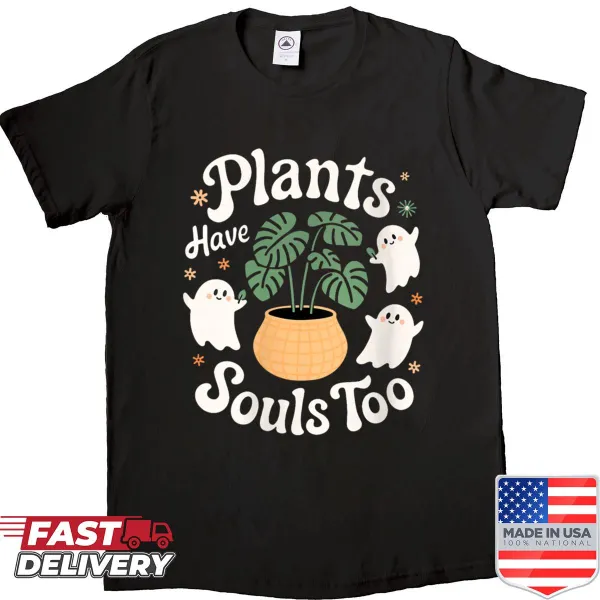 Funny Halloween gardening shirt with ghost and plants
