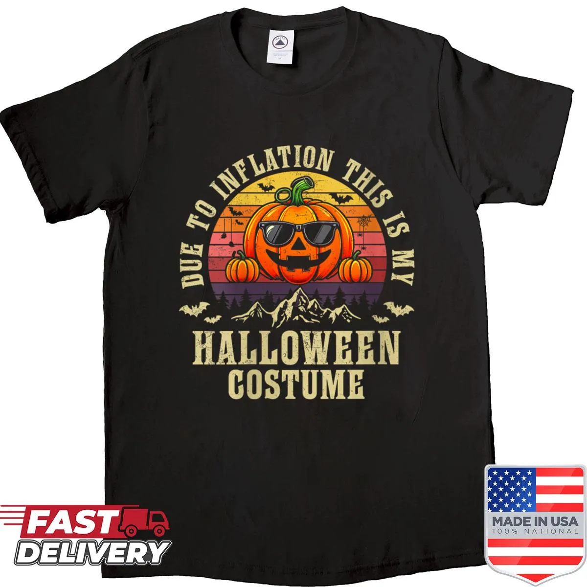 Funny Halloween shirt with pumpkin bat design about inflation