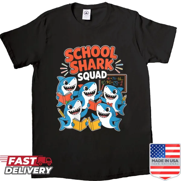 Illustration of school Shark Squad design for kids