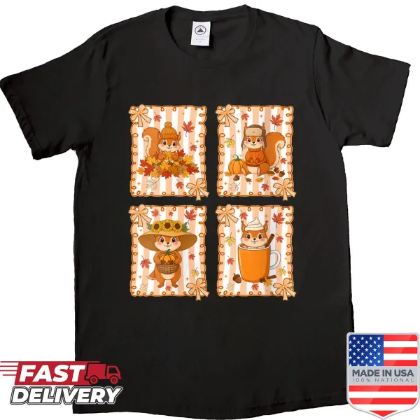 Whimsical fall coffee and squirrel shirt