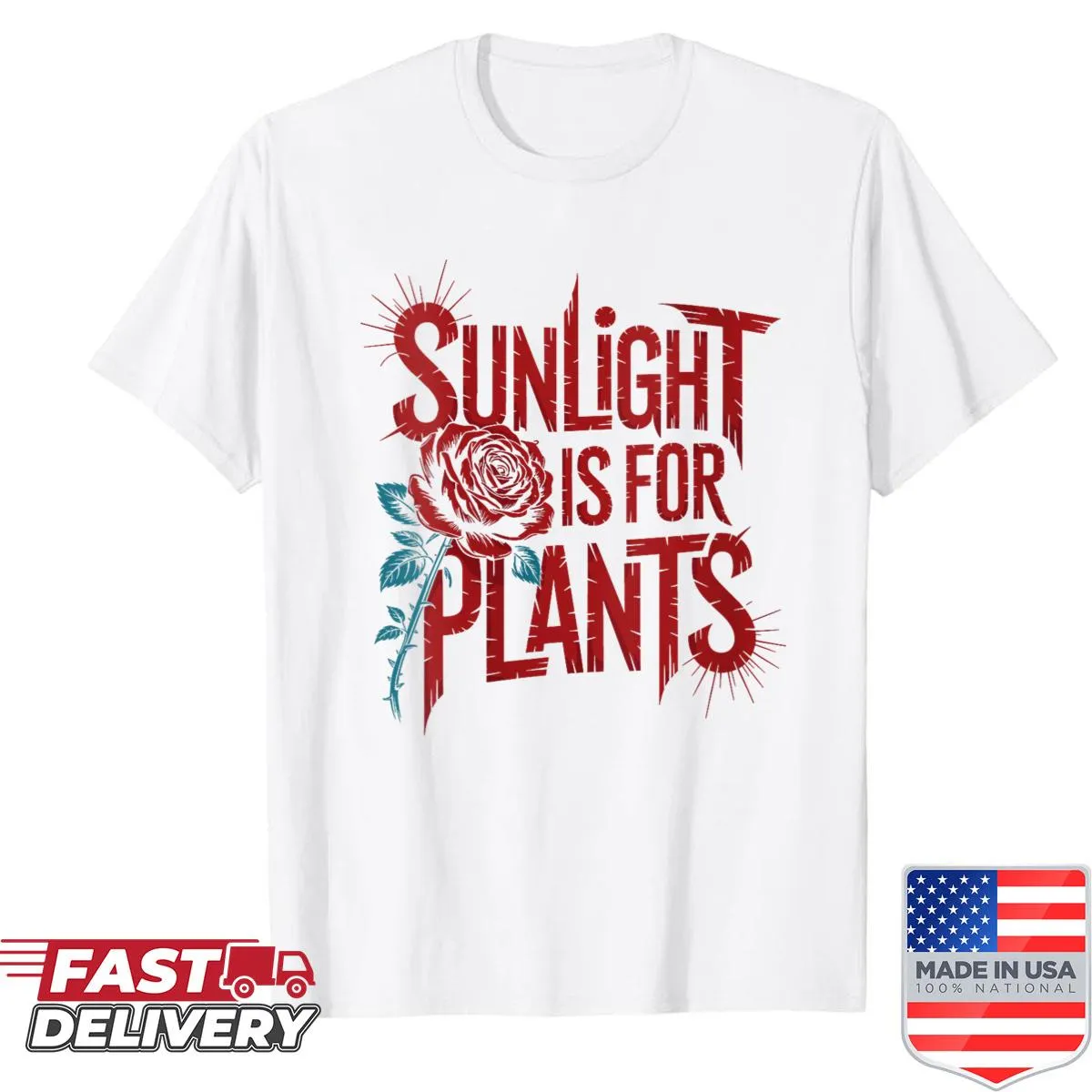 Gothic humor T-shirt about sunlight for plants