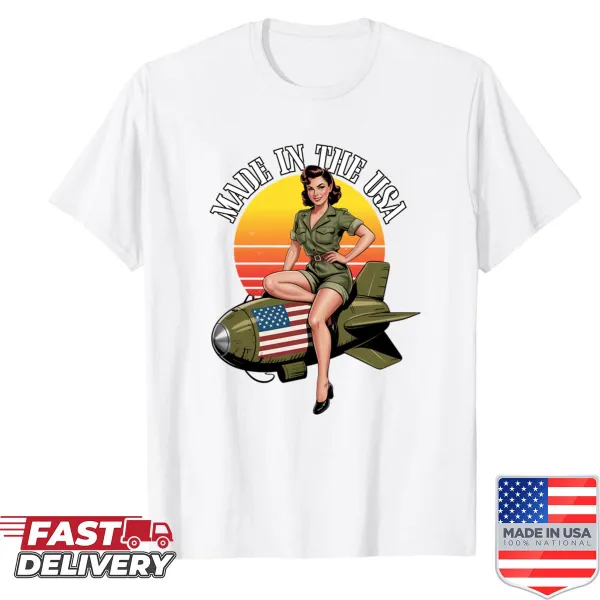 Vintage WWII nose art illustrated on a T-shirt