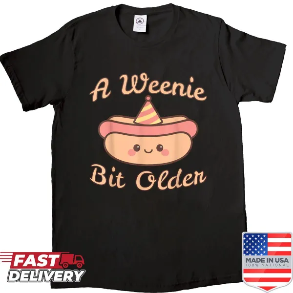 Cute birthday shirt with a hot dog illustration and funny text