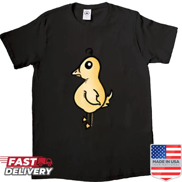 Cartoon graphic of an alien duck on a t-shirt