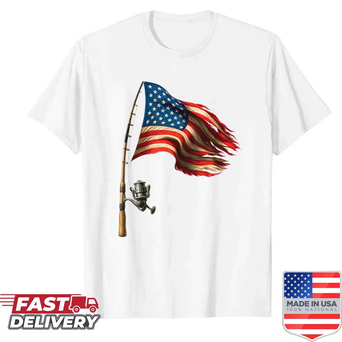 Funny fishing shirt with American flag design for anglers