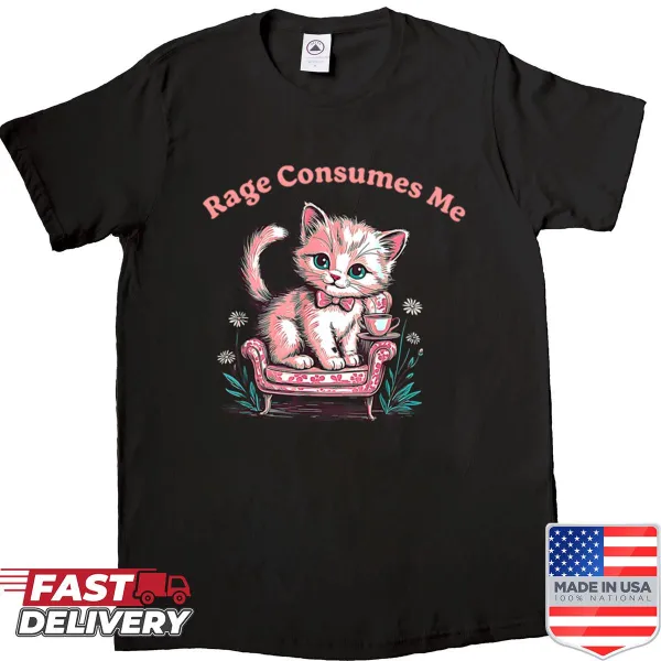 Funny cartoon design of an angry cat expressing rage.